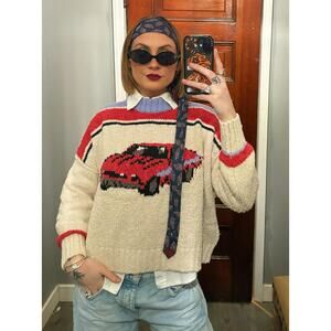 FREE PEOPLE Fast Lane Pullover Race Car Combo Sweater Size XS